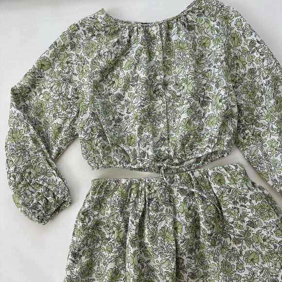 NWOT J. Crew Long Sleeve Tossed Floral Linen Cropped Top and Linen Skirt Set S/6 - Picture 8 of 16